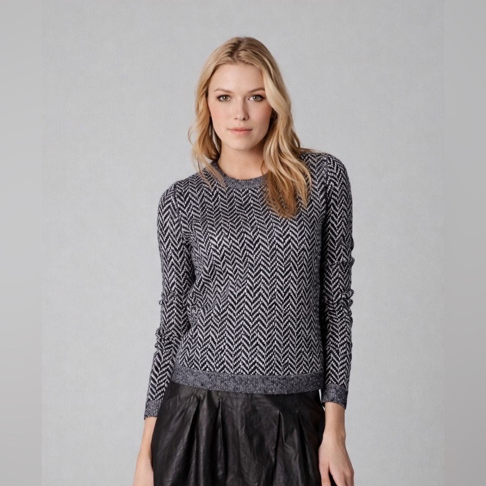 Theory Siona Loryelle Wool Chevron Knit Sweater Size M | 100% Wool